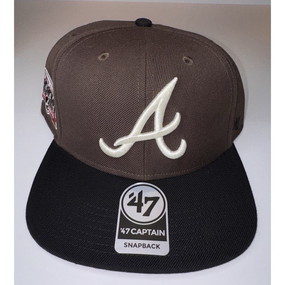 47 Brand Atlanta Braves Snapback Brown Black Baseball Cap MLB Hat